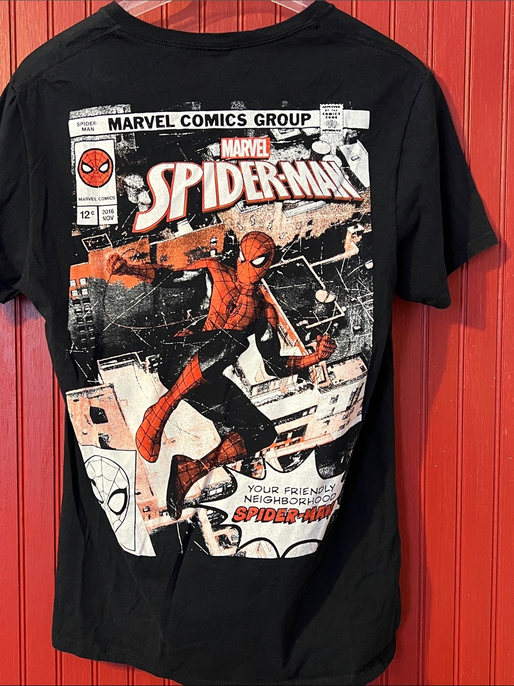 Marvel Black Tee with Red & White Logo Spiderman M - Picture 3 of 6